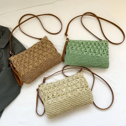 Crossbody Zippered Straw Bags - Image 5
