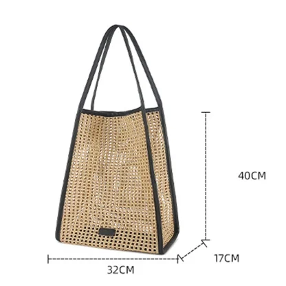 Fishnet Tote Straw Bag - Image 7