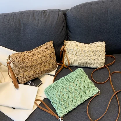 Crossbody Zippered Straw Bags - Image 6