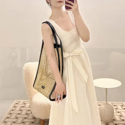 Fishnet Tote Straw Bag - Image 5