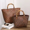 Hard Handle Woven Straw Bags - Image 3