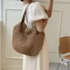 Zippered Tote Straw Bag