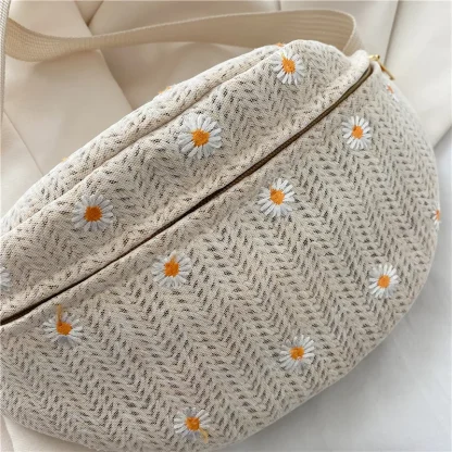 Zippered Fanny Pack Straw Bag - Image 6
