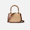 Bamboo-like Handle Straw Bag - Image 4