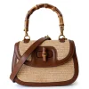 Bamboo-like Handle Straw Bag