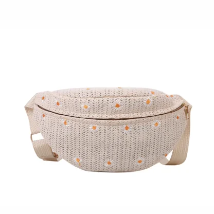 Zippered Fanny Pack Straw Bag - Image 7