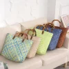 Hard Handle Woven Straw Bags - Image 5