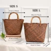Hard Handle Woven Straw Bags - Image 7